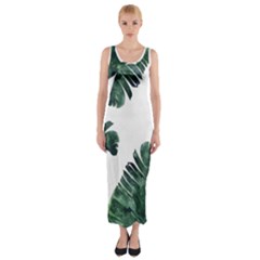 Green Banana Leaves Fitted Maxi Dress by goljakoff