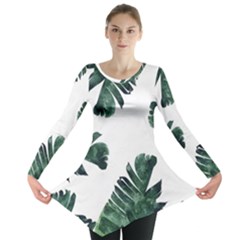 Green Banana Leaves Long Sleeve Tunic  by goljakoff