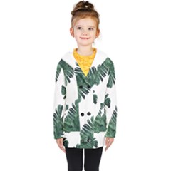 Green Banana Leaves Kids  Double Breasted Button Coat by goljakoff