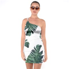 Green Banana Leaves One Soulder Bodycon Dress by goljakoff