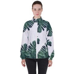 Green Banana Leaves Women s High Neck Windbreaker by goljakoff