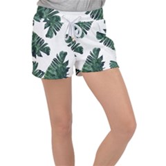 Green Banana Leaves Velour Lounge Shorts by goljakoff