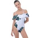 Green banana leaves Frill Detail One Piece Swimsuit View1