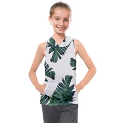 Green Banana Leaves Kids  Sleeveless Hoodie by goljakoff