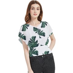 Green Banana Leaves Butterfly Chiffon Blouse