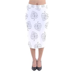 Doodle Leaves Velvet Midi Pencil Skirt by goljakoff