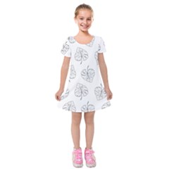 Doodle Leaves Kids  Short Sleeve Velvet Dress by goljakoff