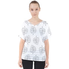 Doodle Leaves V-neck Dolman Drape Top by goljakoff