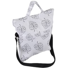 Doodle Leaves Fold Over Handle Tote Bag by goljakoff