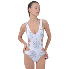 Doodle Leaves Side Cut Out Swimsuit by goljakoff