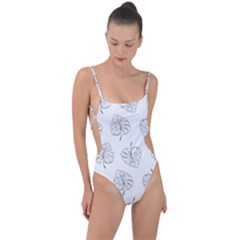 Doodle Leaves Tie Strap One Piece Swimsuit by goljakoff