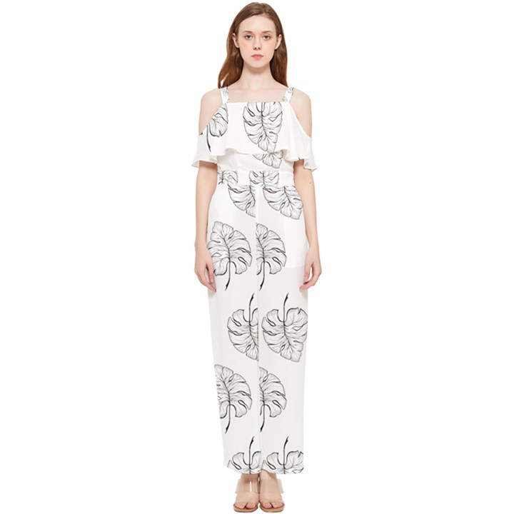 Doodle leaves Chiffon Jumpsuit