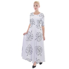 Fallen Leaves Half Sleeves Maxi Dress by goljakoff