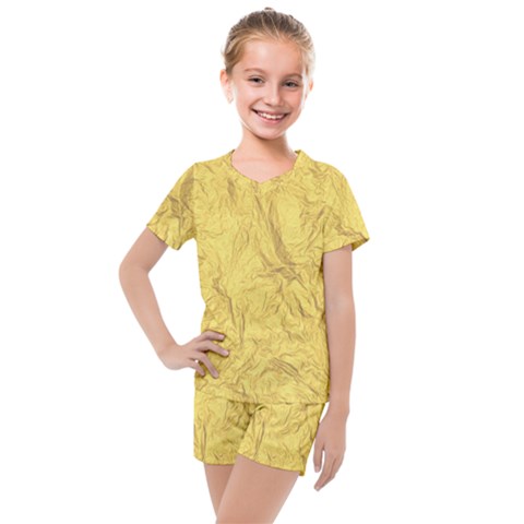 Gold Foil Kids  Mesh Tee And Shorts Set by CuteKingdom