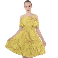 Gold Foil Cut Out Shoulders Chiffon Dress by CuteKingdom