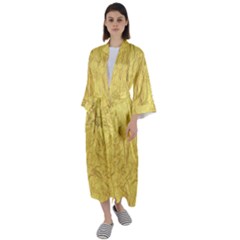 Gold Foil Maxi Satin Kimono by CuteKingdom