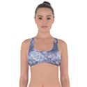 Art deco Blue and grey lotus Flower Leaves Floral Japanese hand drawn lily Got No Strings Sports Bra View1