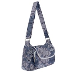 Art Deco Blue And Grey Lotus Flower Leaves Floral Japanese Hand Drawn Lily Multipack Bag by DigitalArsiart