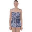 Art deco Blue and grey lotus Flower Leaves Floral Japanese hand drawn lily Babydoll Tankini Set View1