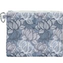 Art deco Blue and grey lotus Flower Leaves Floral Japanese hand drawn lily Canvas Cosmetic Bag (XXXL) View1