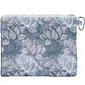 Art deco Blue and grey lotus Flower Leaves Floral Japanese hand drawn lily Canvas Cosmetic Bag (XXXL) View2