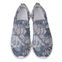 Art deco Blue and grey lotus Flower Leaves Floral Japanese hand drawn lily Women s Slip On Sneakers View1