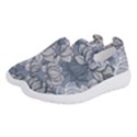 Art deco Blue and grey lotus Flower Leaves Floral Japanese hand drawn lily Women s Slip On Sneakers View2