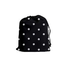 Black And White Baseball Motif Pattern Drawstring Pouch (medium)