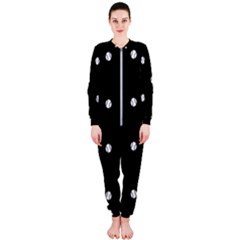 Black And White Baseball Motif Pattern Onepiece Jumpsuit (ladies)  by dflcprintsclothing