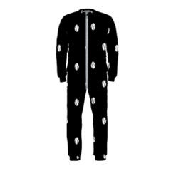 Black And White Baseball Motif Pattern Onepiece Jumpsuit (kids)