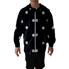 Black And White Baseball Motif Pattern Kids  Hooded Windbreaker by dflcprintsclothing