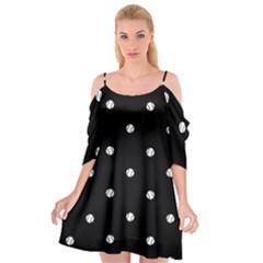 Black And White Baseball Motif Pattern Cutout Spaghetti Strap Chiffon Dress by dflcprintsclothing