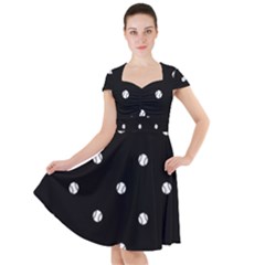 Black And White Baseball Motif Pattern Cap Sleeve Midi Dress by dflcprintsclothing