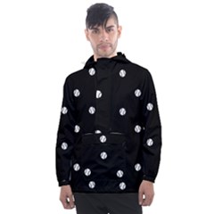 Black And White Baseball Motif Pattern Men s Front Pocket Pullover Windbreaker