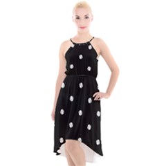 Black And White Baseball Motif Pattern High-low Halter Chiffon Dress  by dflcprintsclothing