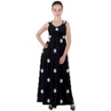 Black And White Baseball Motif Pattern Empire Waist Velour Maxi Dress View1