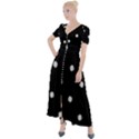 Black And White Baseball Motif Pattern Button Up Short Sleeve Maxi Dress View1