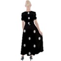 Black And White Baseball Motif Pattern Button Up Short Sleeve Maxi Dress View2