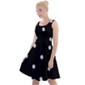 Black And White Baseball Motif Pattern Knee Length Skater Dress View1