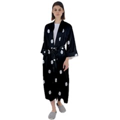 Black And White Baseball Motif Pattern Maxi Satin Kimono