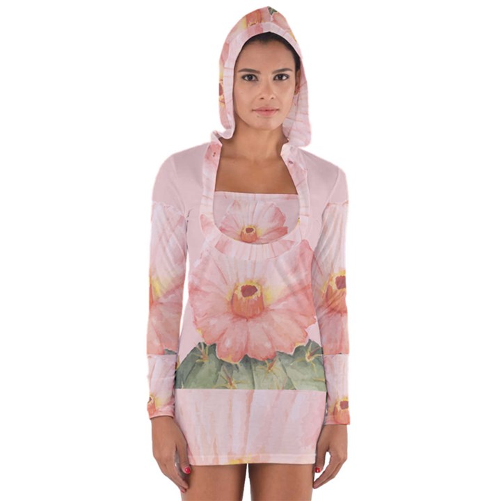 Rose cactus Long Sleeve Hooded T-shirt