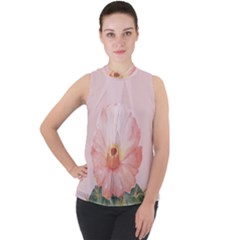 Rose Cactus Mock Neck Chiffon Sleeveless Top by goljakoff