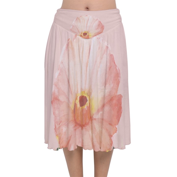 Rose cactus Velvet Flared Midi Skirt