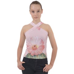 Rose Cactus Cross Neck Velour Top by goljakoff