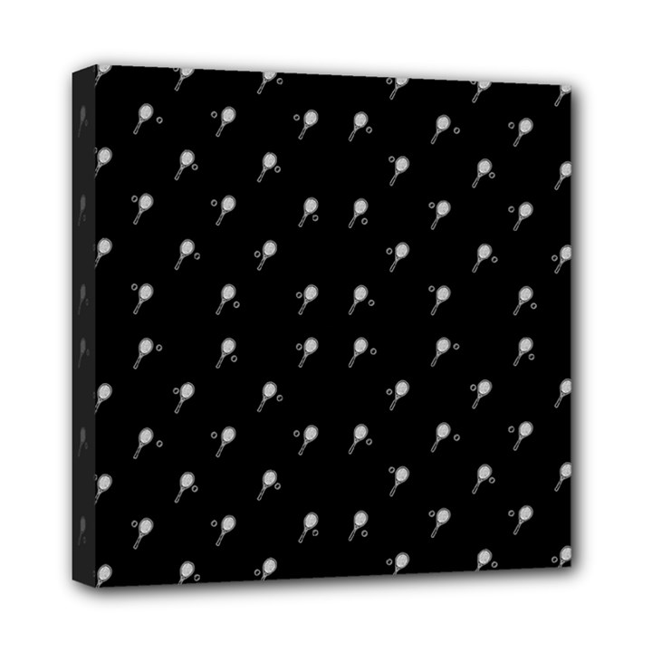 Black And White Tennis Motif Print Pattern Mini Canvas 8  x 8  (Stretched)