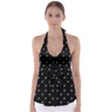 Black And White Tennis Motif Print Pattern Babydoll Tankini Top View1