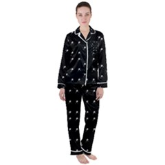 Black And White Tennis Motif Print Pattern Satin Long Sleeve Pyjamas Set