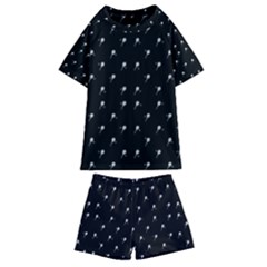 Black And White Tennis Motif Print Pattern Kids  Swim Tee And Shorts Set by dflcprintsclothing