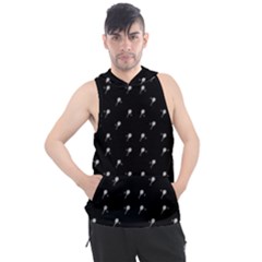 Black And White Tennis Motif Print Pattern Men s Sleeveless Hoodie by dflcprintsclothing