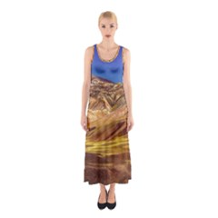 Colored Mountains Landscape, La Rioja, Argentina Sleeveless Maxi Dress by dflcprintsclothing